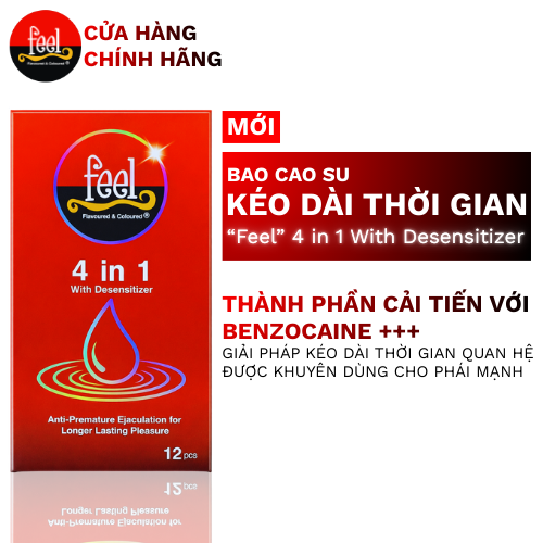 Bao cao su Feel 4 in 1 hộp 12 bao