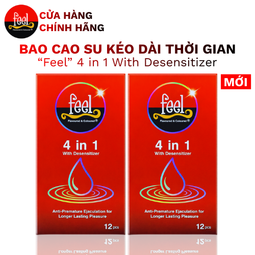 Bộ 2 hộp Bao cao su Feel 4 in 1 hộp 12 bao
