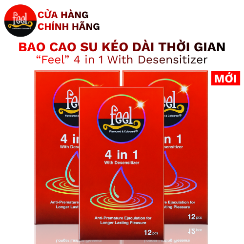 Bộ 3 hộp Bao cao su Feel 4 in 1 hộp 12 bao